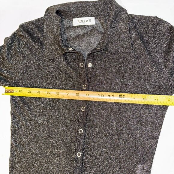 Rolla’s Caroline Lurex Knit Button Top Black | Medium | Free People - Picture 11 of 12